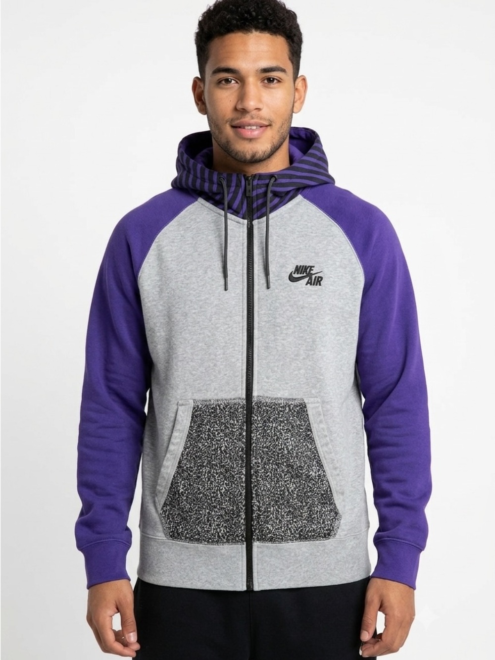 Rare Vintage Nike Air Jordan 3 Cement Print Zip Hoodie